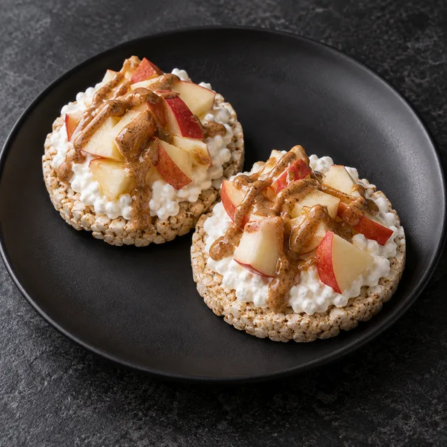 Illustrative serving of Cottage Cheese, Fruit & Whole Grain Rice Cakes