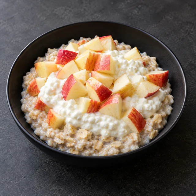 Illustrative serving of Cottage Cheese, Oats & Fruit Bowl
