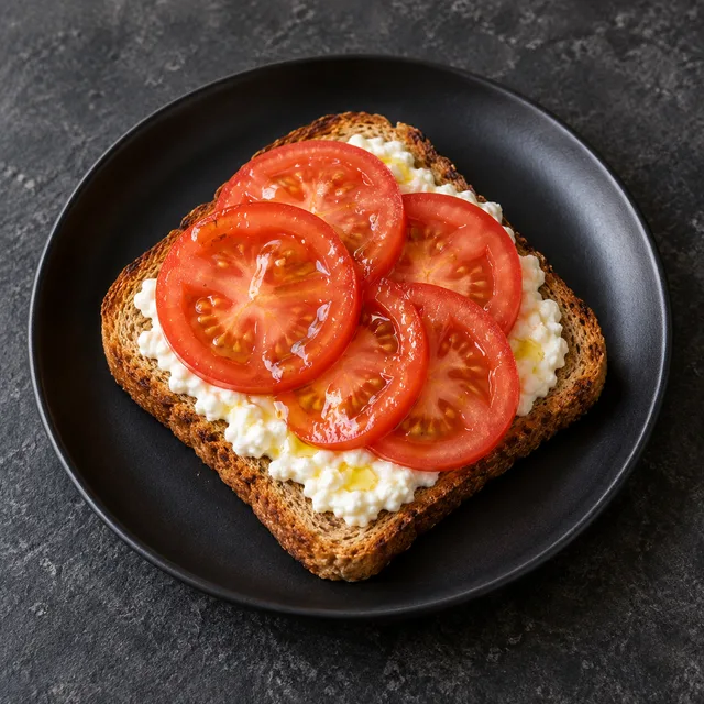 Illustrative serving of Cottage Cheese & Tomato Toast