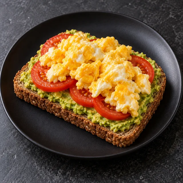 Illustrative serving of Egg & Avocado Tomato Toast