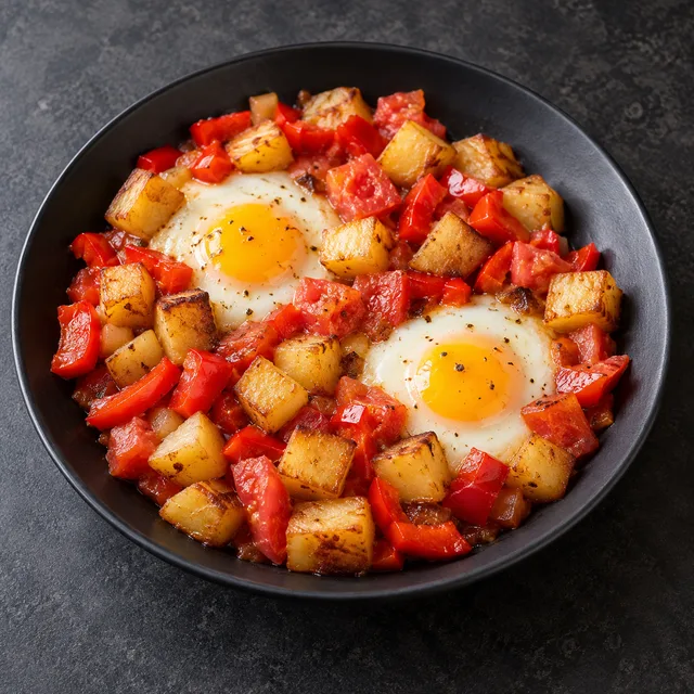 Illustrative serving of Egg, Potato & Pepper Hash