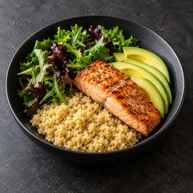 Illustrative serving of Fish & Millet Salad Bowl