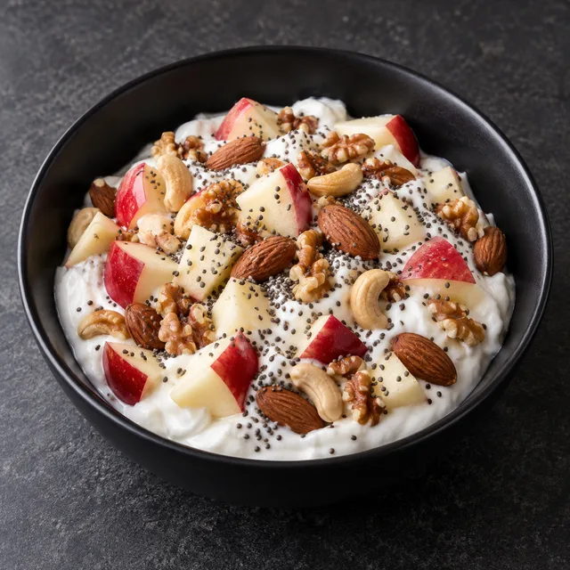 Illustrative serving of Greek Yogurt Fruit & Nut Parfait