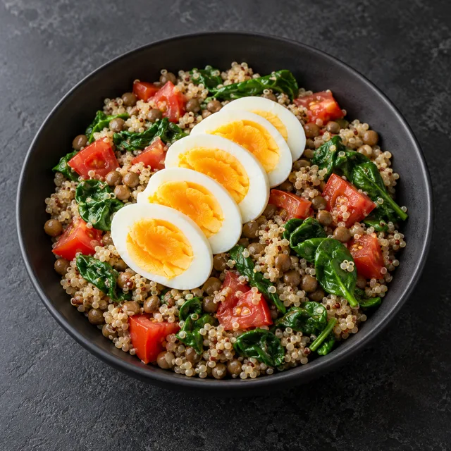 Illustrative serving of Quinoa & Eggs Breakfast Bowl