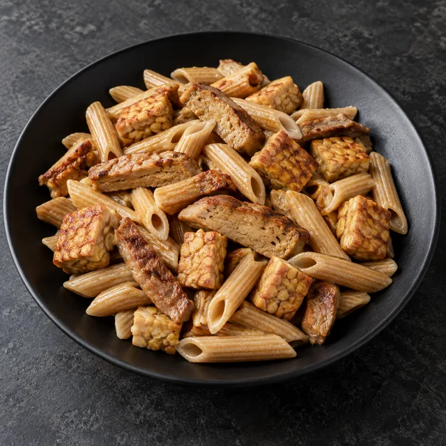 Illustrative serving of Seitan & Tempeh With Minimal Whole Grain Pasta