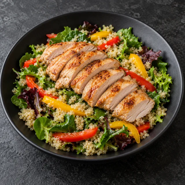 Illustrative serving of Turkey, Quinoa & Pepper Salad