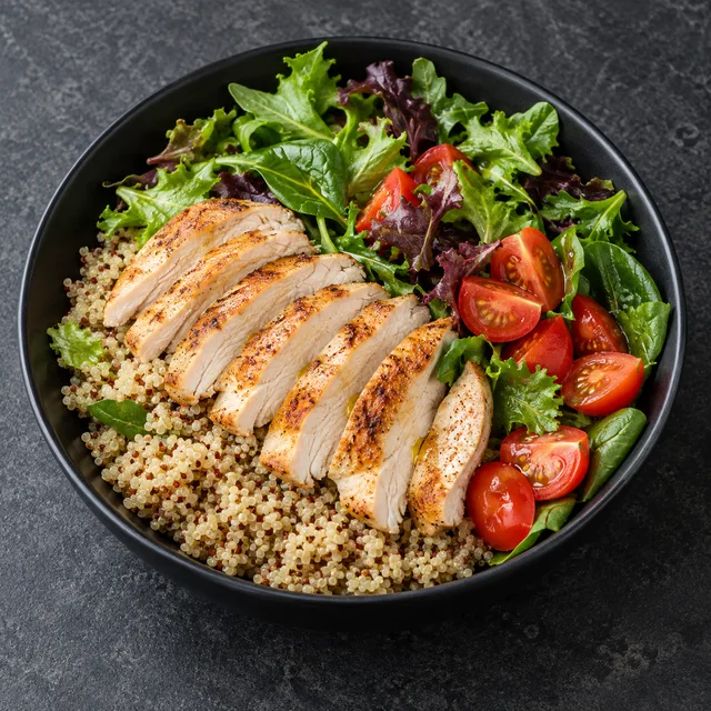 Illustrative serving of Turkey Quinoa Salad Bowl