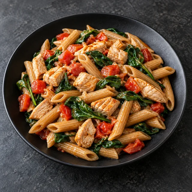 Illustrative serving of Turkey Whole Grain Pasta With Tomato & Greens