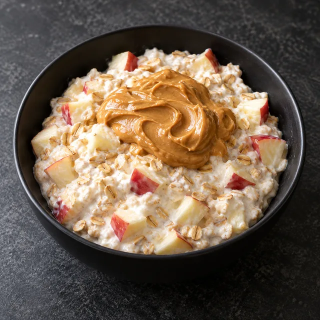Illustrative serving of Whey, Yogurt, Oats & Peanut Butter Bowl