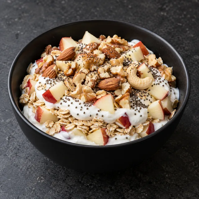 Illustrative serving of Yogurt, Oats & Fruit Parfait
